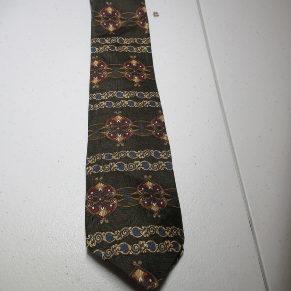 Sage green old school pattern Arden Cravats Tie - Picture 1 of 4